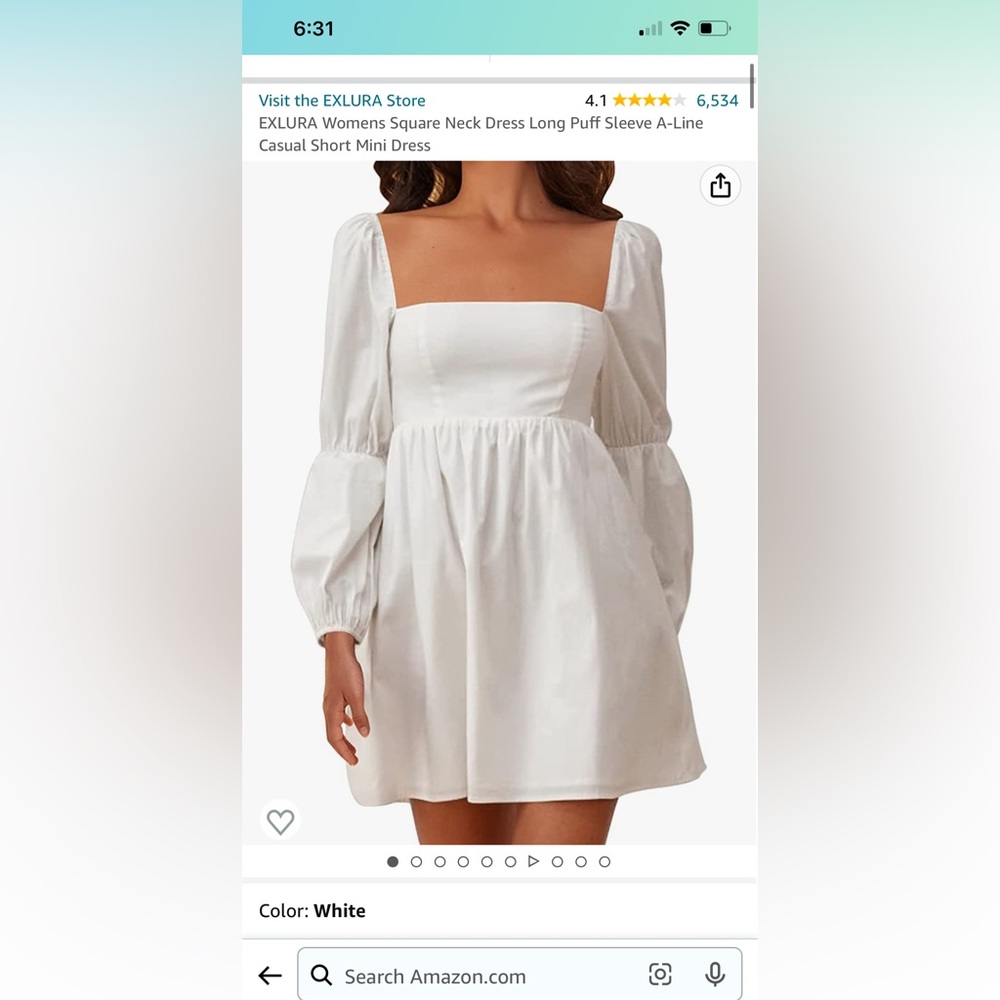 White Dress with Poofy Sleeves